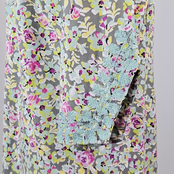 Tyler Boe Floral Tunic Dress Green Embroidered Casual Mini Length | Women's 8 - Picture 14 of 16